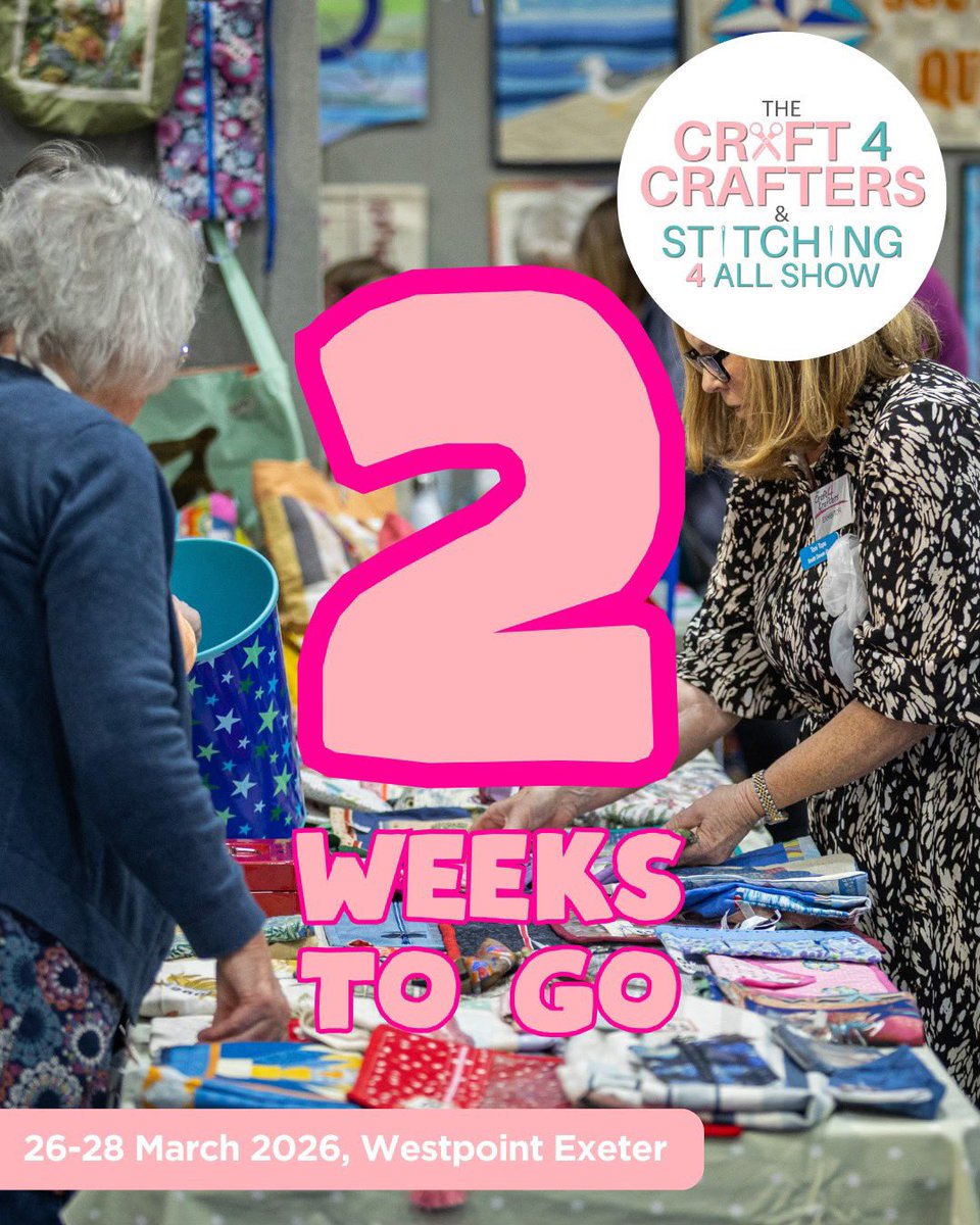 Craft4Crafters's tweet photo. Only 2 WEEKS TO GO until the Craft4Crafters &amp; Stitching4All Show this 26-28 March 2026 at @WestpointExeter! 

Book your discounted admission tickets now: https://t.co/z1rpoHBNqk https://t.co/NecSXcFZqt
