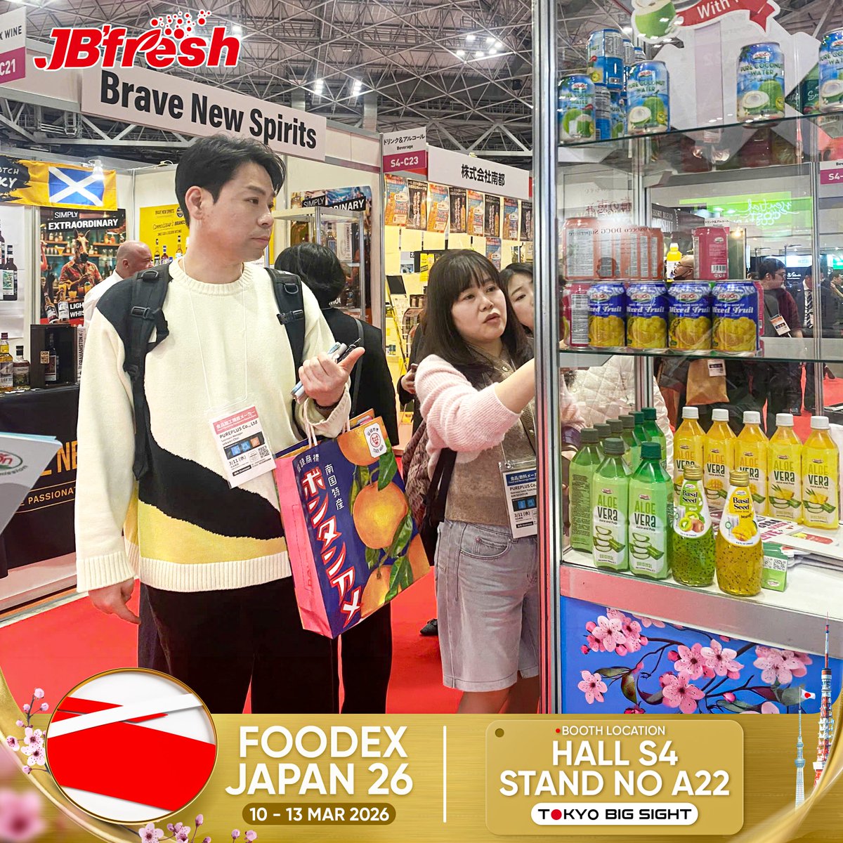JBFreshBeverage's tweet photo. ✨ Day 3 at FOODEX Japan – The Energy Continues!

The excitement is still going strong as visitors from around the world gather to discover new flavors and promising business opportunities.

We look forward to connecting with you and creating new opportunities together!

#JBfresh https://t.co/x9J8lhtJHu