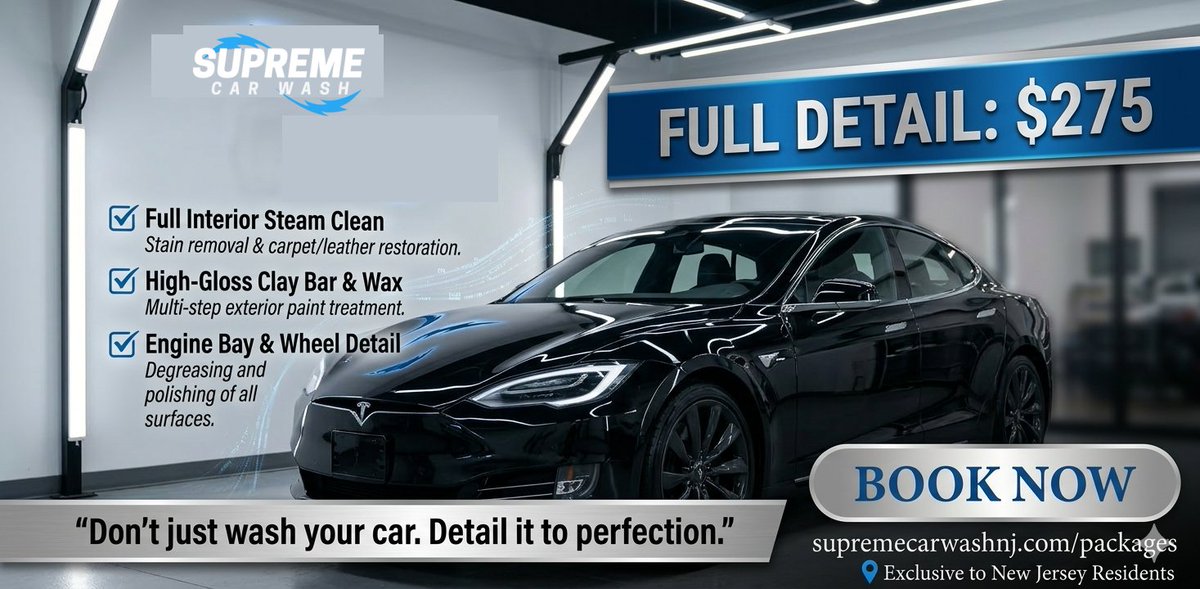 supreme_wash's tweet image. ✨ Restore Your Ride to Perfection – Only $275 ✨
Fall in love with your car again.
Book your $275 Full Detail online:

🔗 supremecarwashnj.com/packages
📍 Exclusive to New Jersey Residents
#fulldetail #supremecarwash #newarknj