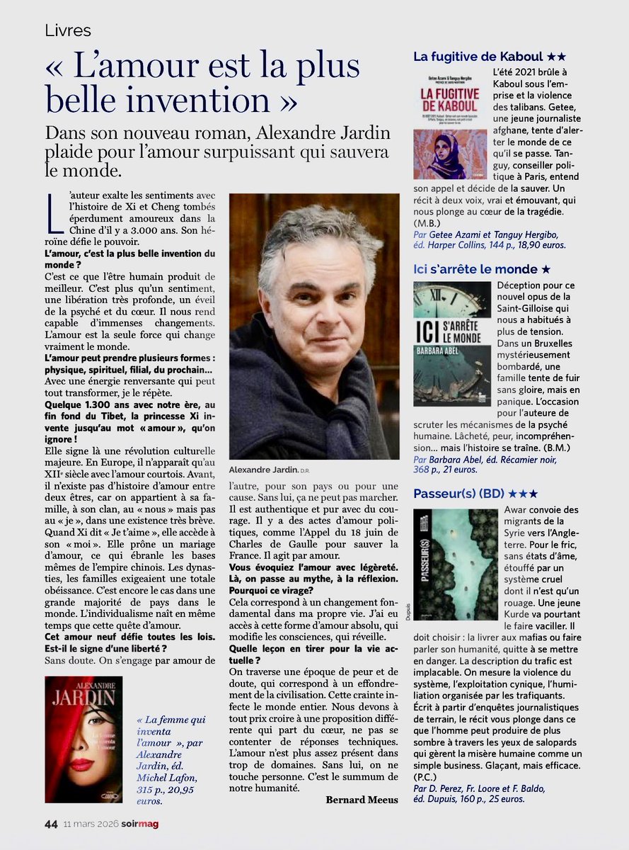 AlexandreJardin's tweet photo. Tranquillement « La femme qui inventa l’amour », lumineuse, continue à infuser dans notre époque grise - les livres sont-ils des antidotes ?
« L’amour est la plus belle des inventions » https://t.co/0AekRYr3ud