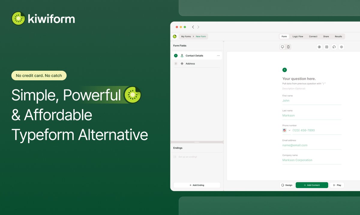 ajubhimani's tweet photo. Best Typeform alternative for surveys and lead forms?
https://t.co/Vu4DCVDD3H

#kiwiform #saas #nocode #formbuilder #IndieHackers https://t.co/d2h4sUg8cg