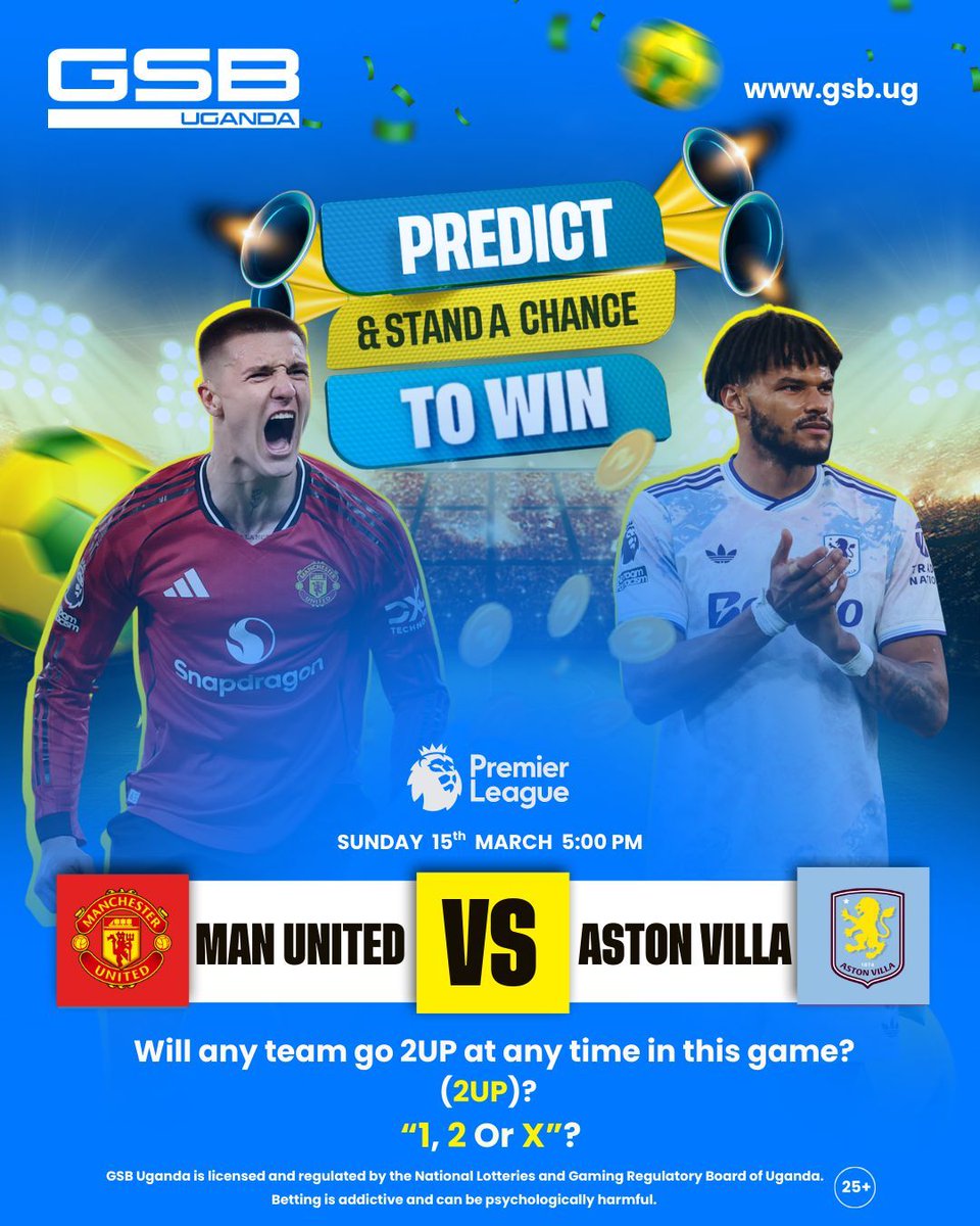 𝐏𝐑𝐄𝐃𝐈𝐂𝐓 &amp; 𝐒𝐭𝐚𝐧𝐝 𝐚 𝐂𝐡𝐚𝐧𝐜𝐞 𝐭𝐨 𝐖𝐈𝐍.
30 punters who correctly predict whether any team will go 2UP at any time in this game between Man United and Aston Villa on Sunday will each receive 𝟰,𝟬𝟬𝟬 𝗨𝗚𝗫 in Free Bets. Don't forget to Share, like, Tag two