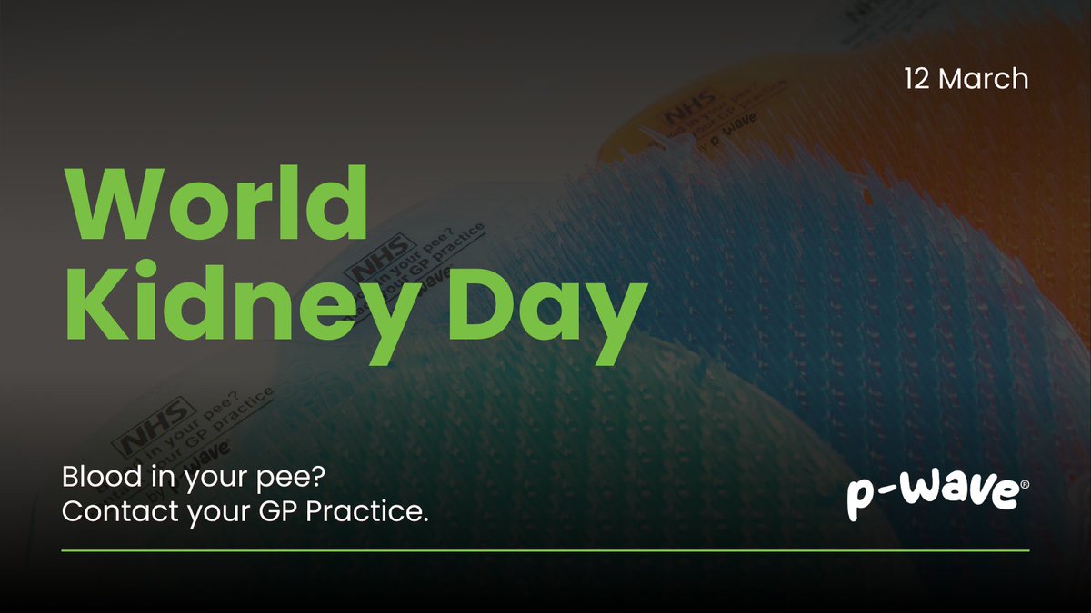 PWaveHQ's tweet photo. Today is World Kidney Day. 

Passing blood in your pee even once, isn’t normal. It could signal kidney cancer or other serious urinary conditions, so don’t ignore it. P-Wave® is working with @NHSEngland to share this message on urinal mats nationwide. 

See blood? Get it checked https://t.co/FAQr0Z5wfn