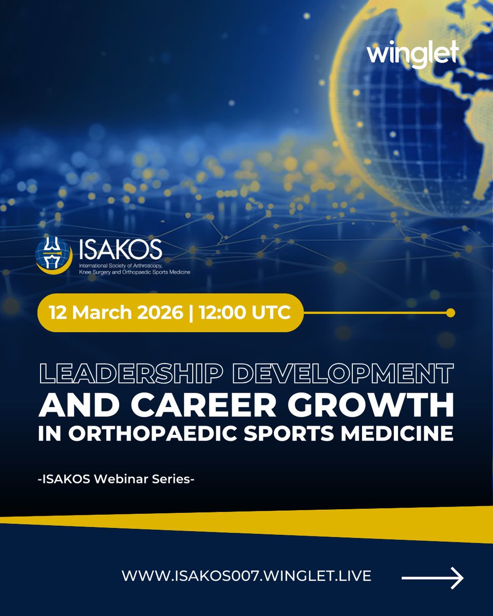 wingletedu's tweet photo. 🎯 𝗟𝗜𝗩𝗘 𝗧𝗢𝗗𝗔𝗬: Join the ISAKOS Webinar on leadership and career growth in orthopaedic sports medicine at 13:00 CET. 🔗 https://t.co/q6Ut9H5m8T #ISAKOSWebinarSeries #LeadershipInMedicine #SportsMedicine #Orthopedics #MedicalEducation #GenderDiversity #WingletCommunity https://t.co/MyV3mCiObZ