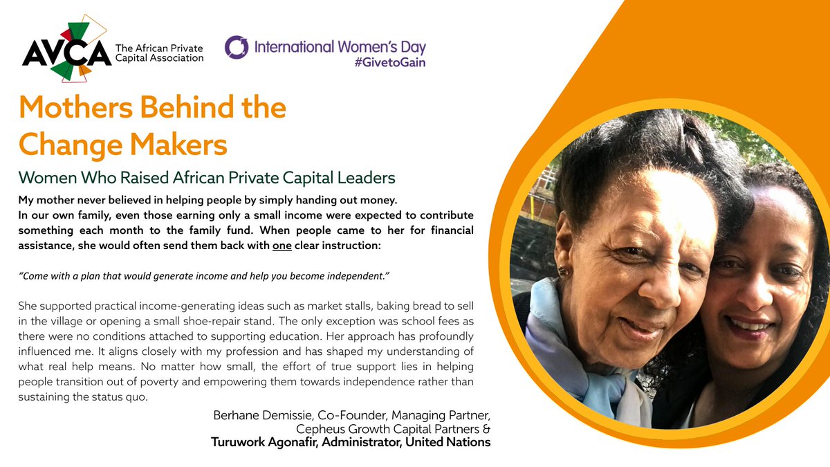 ♀️Mothers Behind the Change Makers In honour of #internationalwomensday, AVCA celebrates mothers &amp; women whose entrepreneurial journeys &amp; legacy careers helped shape leaders across the private capital landscape in Africa

🔗Read more: linkedin.com/feed/update/ur…

#iwd2026 #givetogain