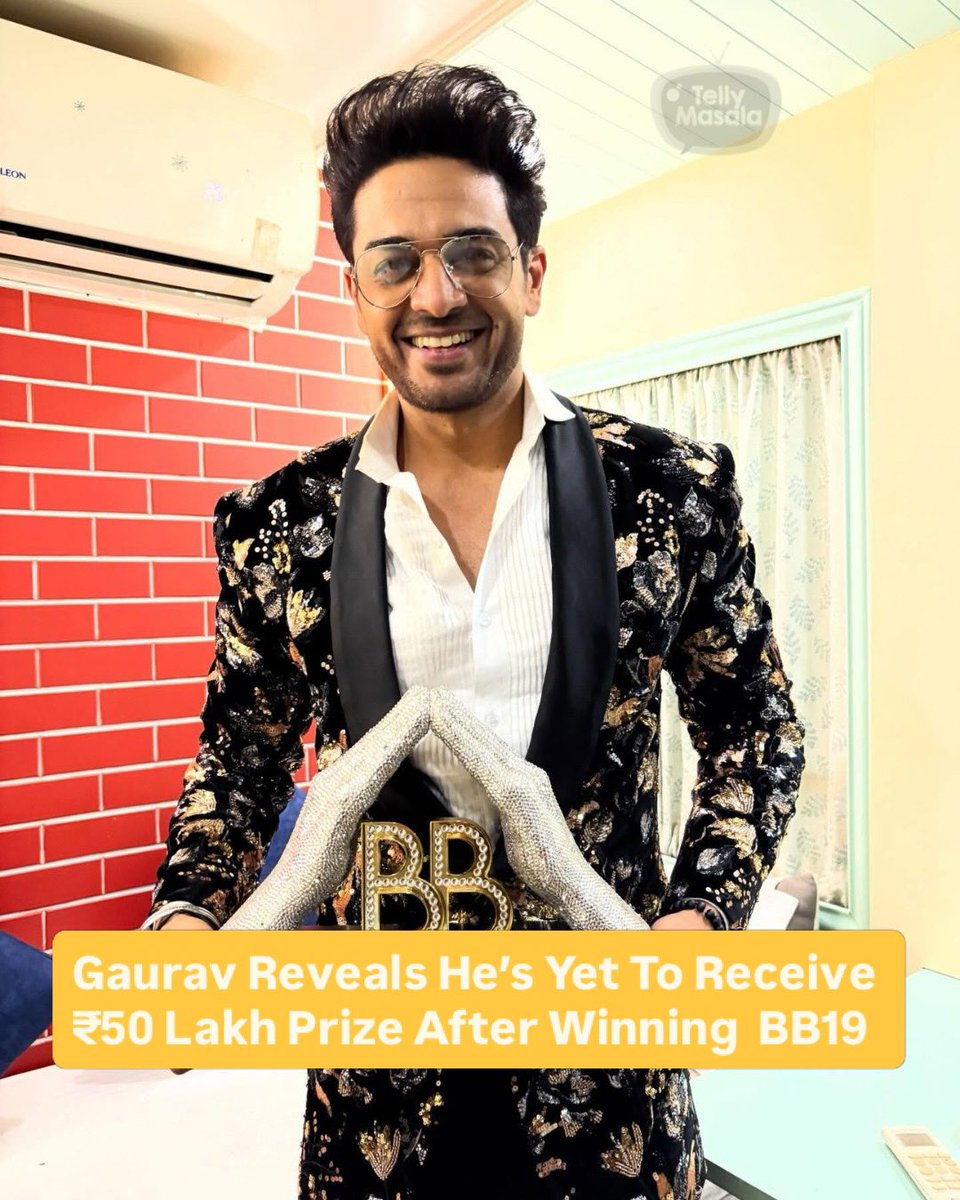 tellymasala's tweet image. Gaurav Khanna, winner of Bigg Boss 19, recently revealed that he hasn’t received his ₹50 lakh prize money yet. During a YouTube vlog, the actor shared that such delays are normal due to internal audits and processes.

#GauravKhanna #BiggBoss19 #SalmanKhan #tellymasala