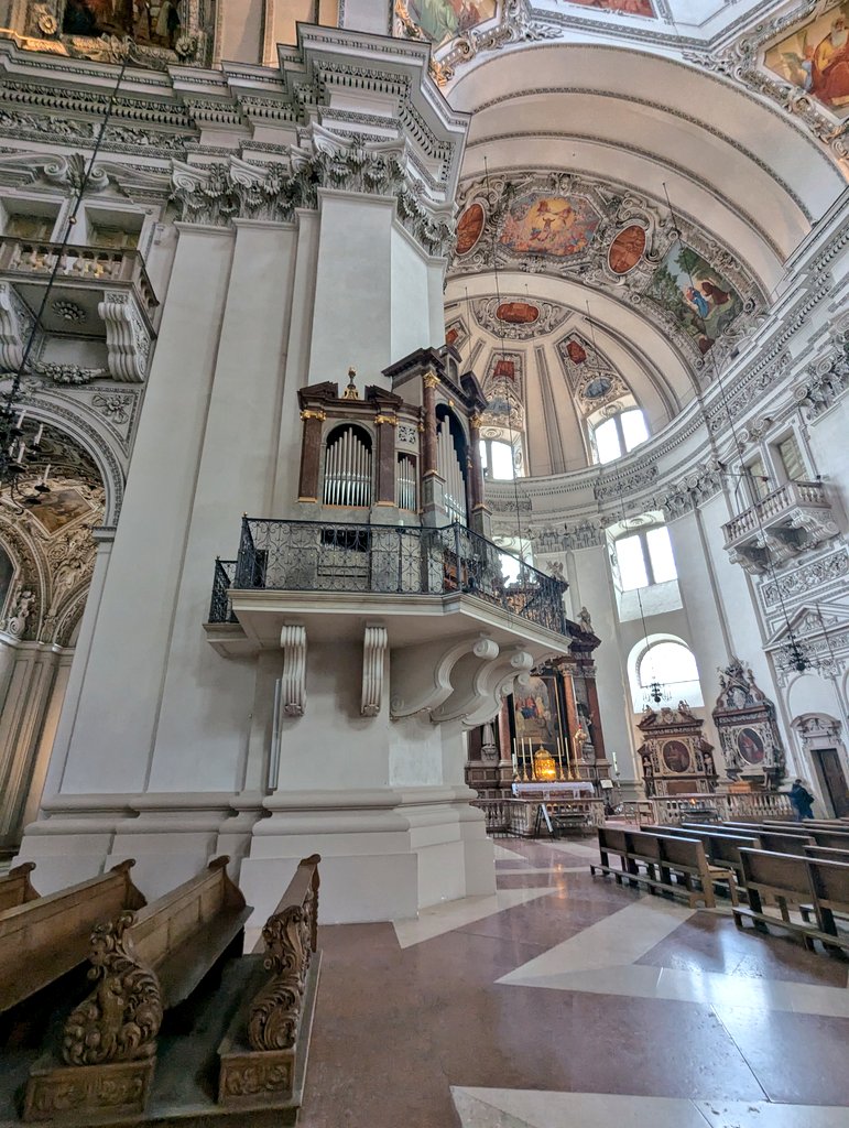 #Salzburg Cathedral. Mozart was baptised here the day after he was born. The original baptismal font still stands inside. He later worked here as court organist.