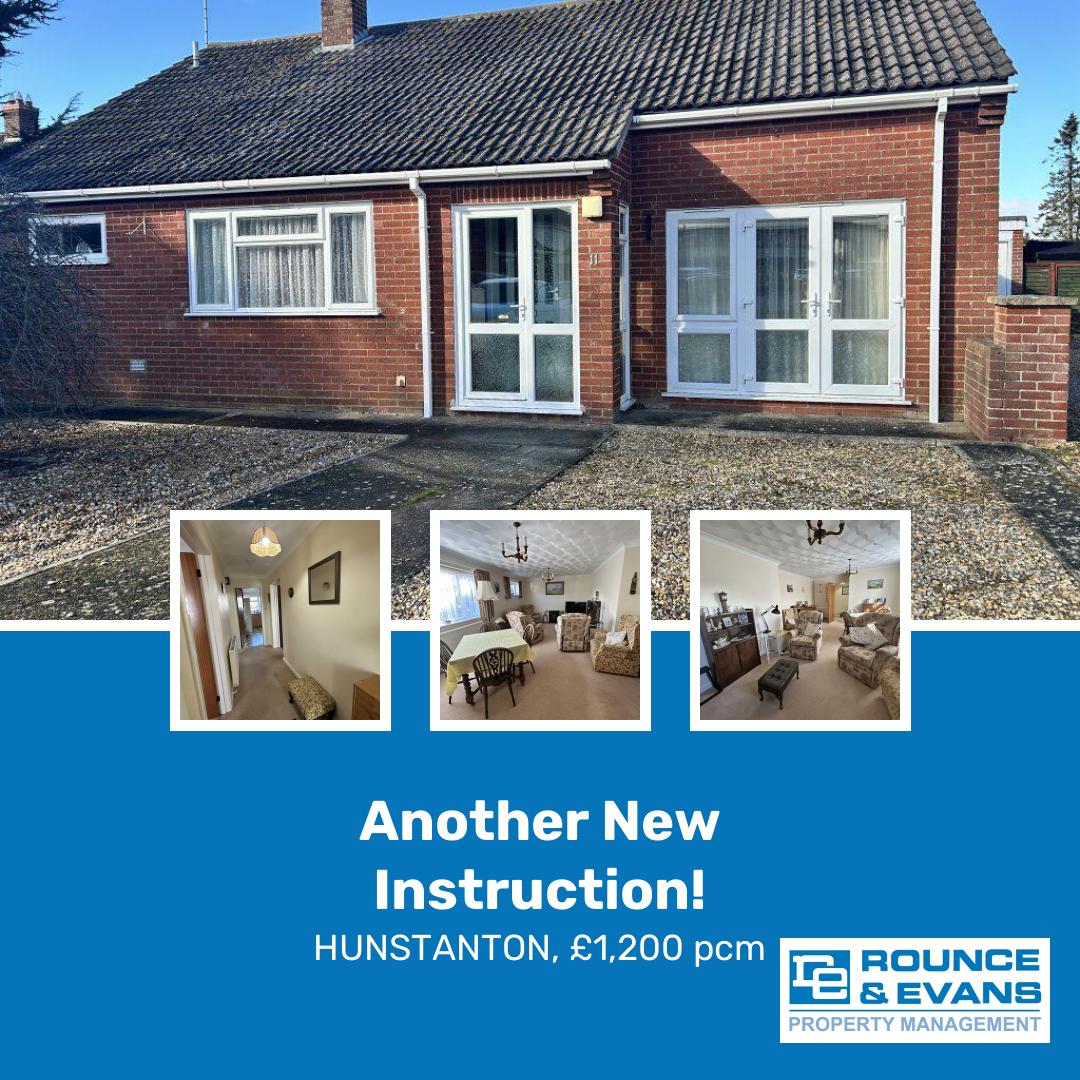 🤩 NEW PROPERTY 🤩
📍HUNSTANTON
🏡 3 Bed Bungalow £1,200 pcm
🛀 Bathrooms: 1
📅 Available 16/04/2026

For further info, please visit: psh.pt/74df11b

Contact Us! 
📞 01553 401580 
📧 lettings@rounceandevans.co.uk

#rounceandevans...