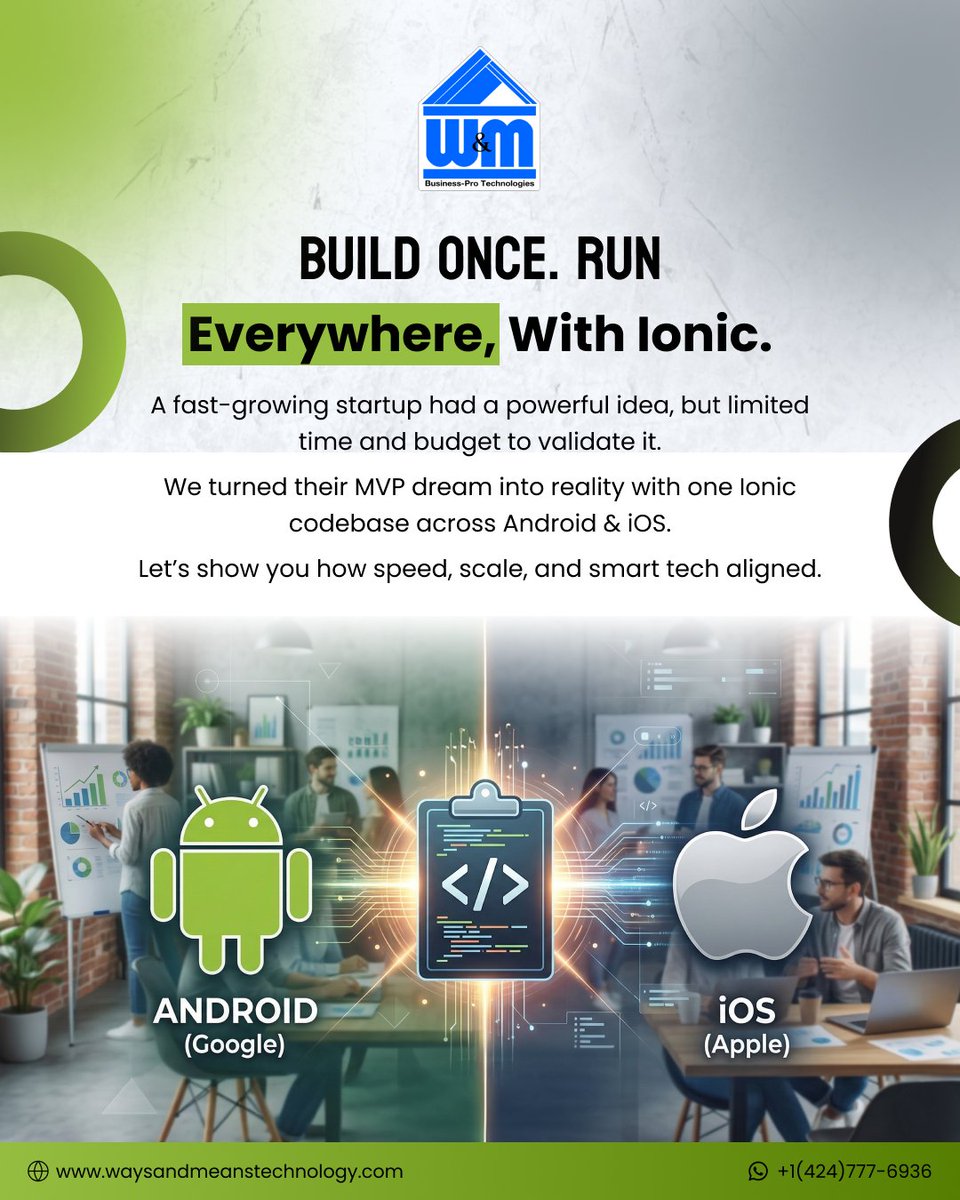 WMTechnology's tweet photo. One codebase. Two platforms.
We built a cross-platform MVP for a startup in 5 weeks using Ionic.
#WMTechnology #IonicAppDevelopment #StartupMVP #CrossPlatform https://t.co/AlA7qLer4p