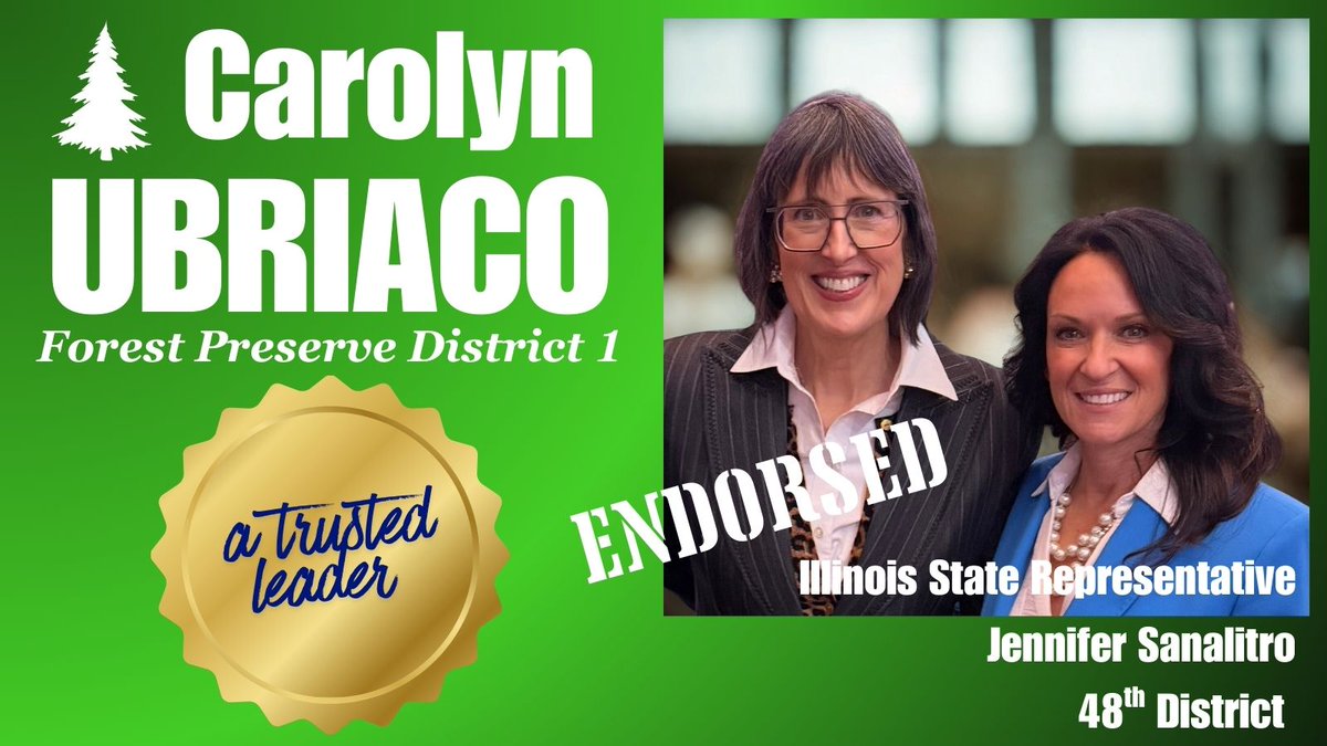 IHeartParks's tweet photo. Honored to receive Illinois State Representative Jennifer Sanalitro's endorsement, a park, recreation and open space champion with a proven track record advocating for parks, recreation, special recreation, conservation and forest preserve districts across the state of Illinois. Proud to earn her support as a trusted leader! @votecarolynu #iheartparks #representativejennifersanalitro#il48thdistrict