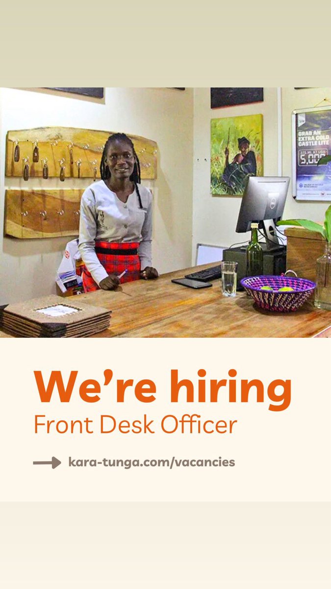 karatungatours's tweet photo. We are hiring in Moroto!

Kara-Tunga Arts &amp; Tours is looking for motivated people to join our team in Karamoja.

Open roles:
• Waiter / Waitress
• Front Desk Officer
• Tour Consultant

Check the full details on our website Vacancies page.

#DiscoverKaramoja #ExploreUganda https://t.co/JCphTWmIjp