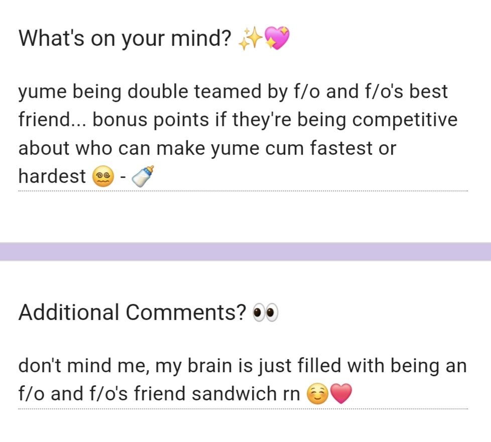 NSFW_Yume_Posts's tweet photo. ✨️Scenario✨️

From: 🍼

《Click "ALT" to see this submission in text form!》

》AWESOME https://t.co/9I6TNgchXe