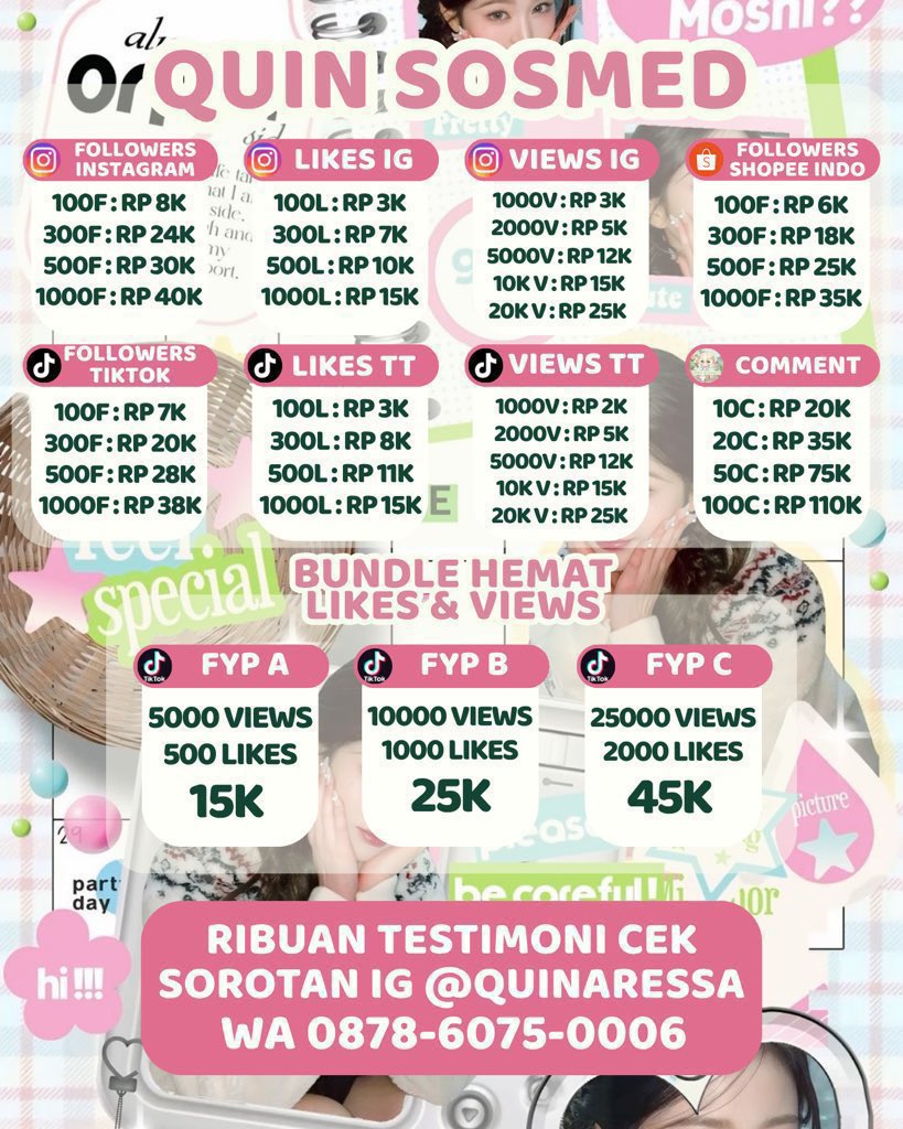 shuwters's tweet photo. Open dan ready sosmed needs

Aku sedia jual beli followers tiktok ig instagram tt vt shopee folls upfoll indonesia indo likes views like uplike view share save jasa buzzer komen comment murah trusted ghz717 zonauang tambah

5K++ Testimoni sejak 2018
Order/cari testi ada dibio https://t.co/RNgACJTh7z