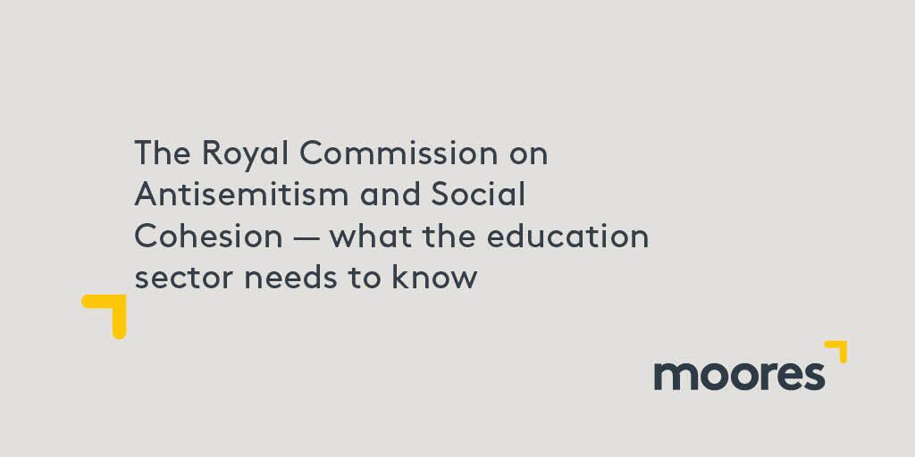 Moores_au's tweet photo. The Commonwealth Government has established the Royal Commission on Antisemitism and Social Cohesion, reflecting heightened national concern about antisemitism and its impact on community safety, education and social cohesion.

https://t.co/ogAeTZXwlm https://t.co/KYZfzaCtSj