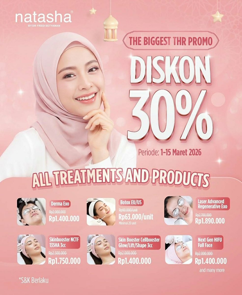 au_soja's tweet photo. kalau lagi kepikiran ambil Skinbooster NCTF 135HA 3cc, momen Promo THR Natasha ini pas banget. dari Rp2.500.000 sekarang jadi Rp1.750.000. promonya masih jalan sampai 15 maret 2026.
#TemukanKembaliFitrimu https://t.co/hG0Z0eLSEa