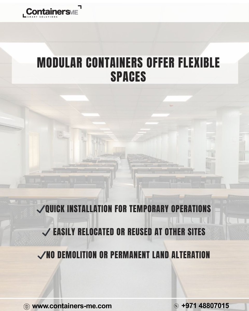 Containers_me's tweet image. Do Temporary Projects Need Permanent Buildings? 

Modular containers are a smarter solution for temporary projects.

#modularcontainers #modularconstruction #temporaryprojects #containeroffice