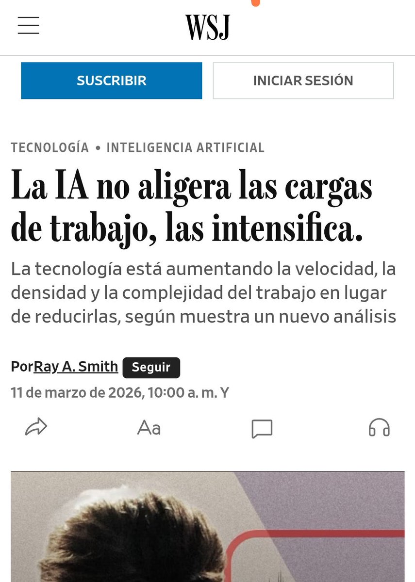 virginiog's tweet photo. La IA no aligera las cargas de trabajo, las intensifica.

La tecnología está aumentando la velocidad, la densidad y la complejidad del trabajo en lugar de reducirlas, según muestra un nuevo análisis

https://t.co/xBdwnc4I0b https://t.co/luQ7MZhp9C