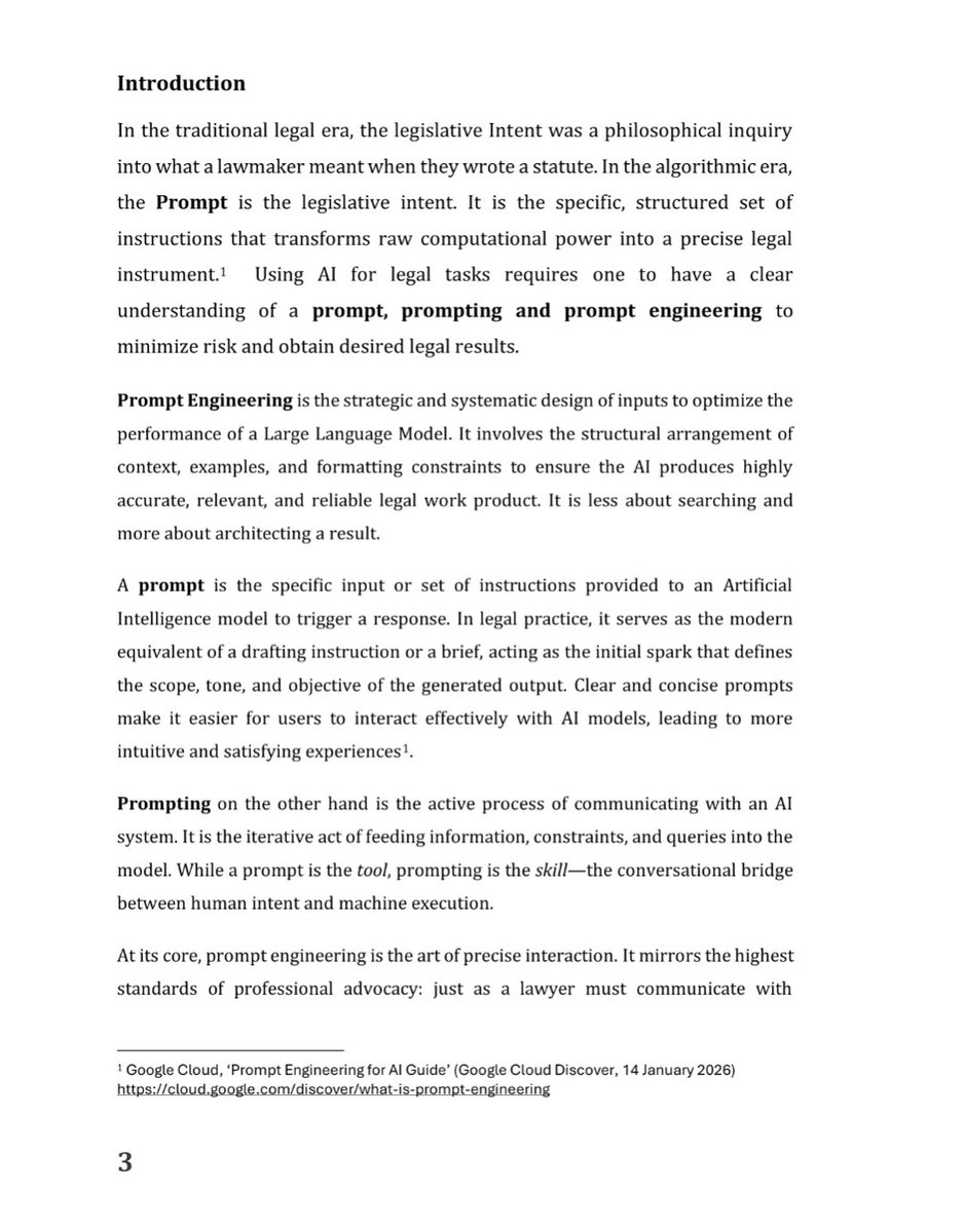 HigenyiSimonKas's tweet photo. I’ve always believed that the transition to the algorithmic era isn't just about using new tools but about a fundamental shift in how we define legal competence. In "Prompting as the New Drafting," I explore why the modern prompt has become the new legislative intent. 
#LegalTech https://t.co/gZRHtwFvea
