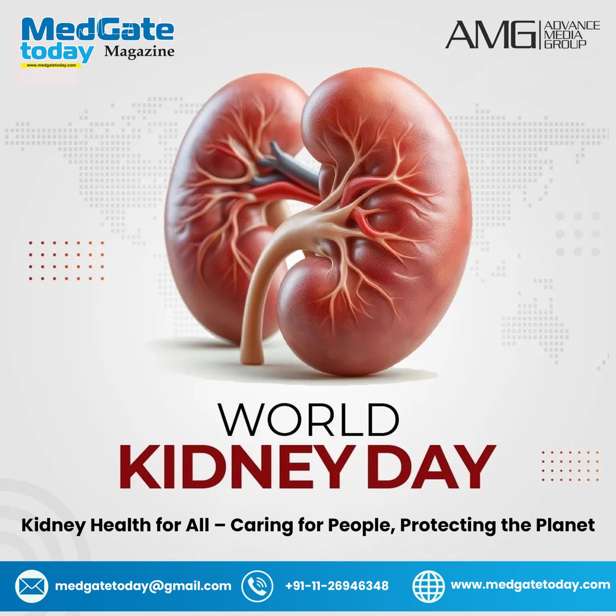 Medgate_Today's tweet photo. On World Kidney Day 2026, let’s raise awareness about early detection, prevention, and access to quality kidney care.

Healthy kidneys, healthier lives. 

@WHO  #KidneyHealth #HealthForAll #MedGateToday https://t.co/3CvUZ0xiWK
