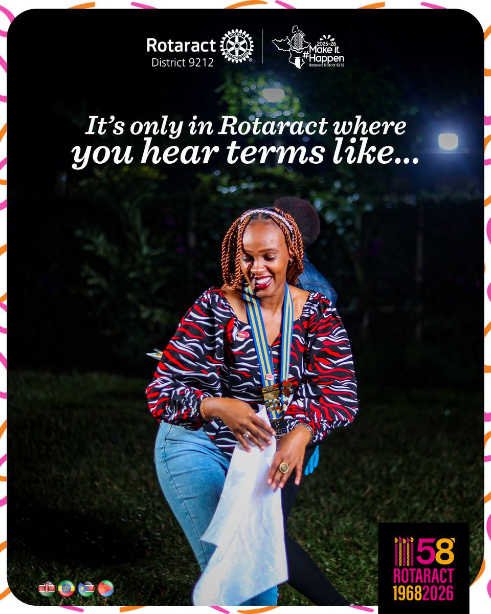 Rotaract9212's tweet photo. 📸 In Frame: Rotaract Club of Kikuyu
Rotaract has its own language: DRR, TRF, CP… 🤯
Step 1: Nod confidently in meetings.
Step 2: Google the meaning later. 😅
Don’t worry, that’s how every Rotaractor starts.
#WorldRotaractWeek #RotaractD9212 https://t.co/IwaM6UJDLc