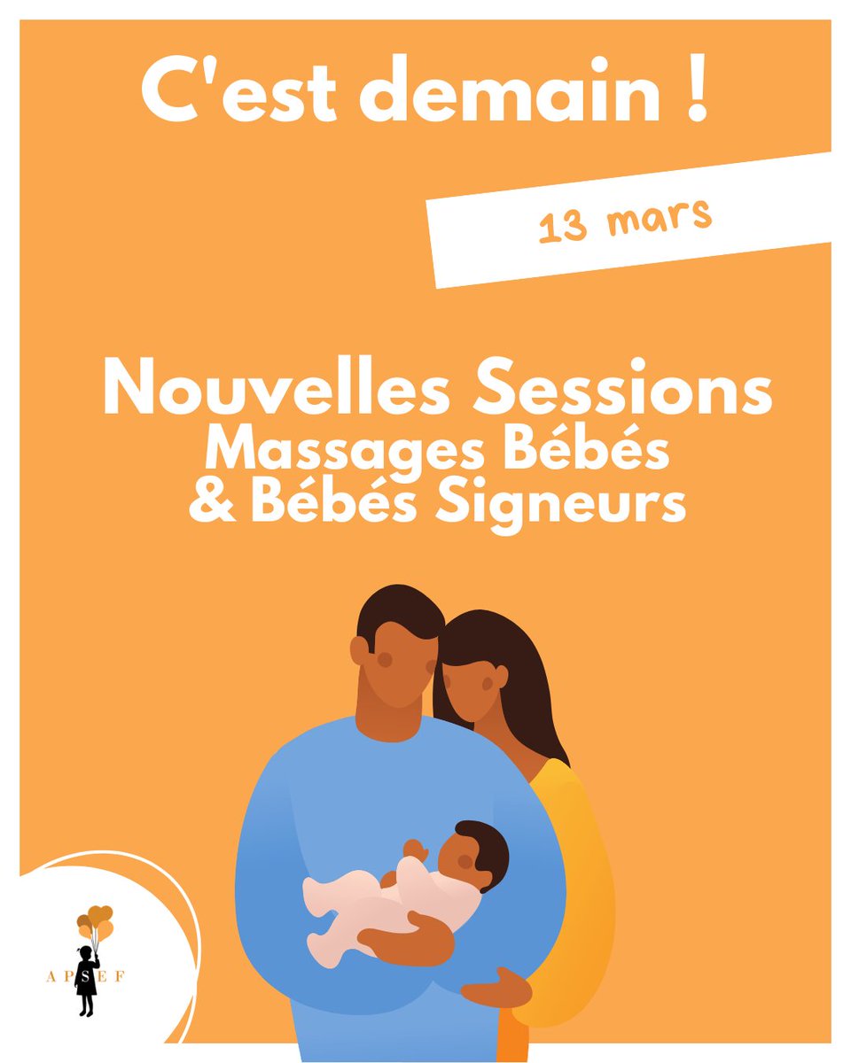 Les sessions #MassagesBébés et #BébésSigneurs débutent demain !
Renforcez le lien avec les #massages et tous leurs bienfaits lors d'une parenthèse de douceur et/ou communiquez avec votre #bébé avant qu'elle ou il ne parle 🤗
💆apsef.fr/lien-parent-be…
🤟apsef.fr/lien-parent-be…