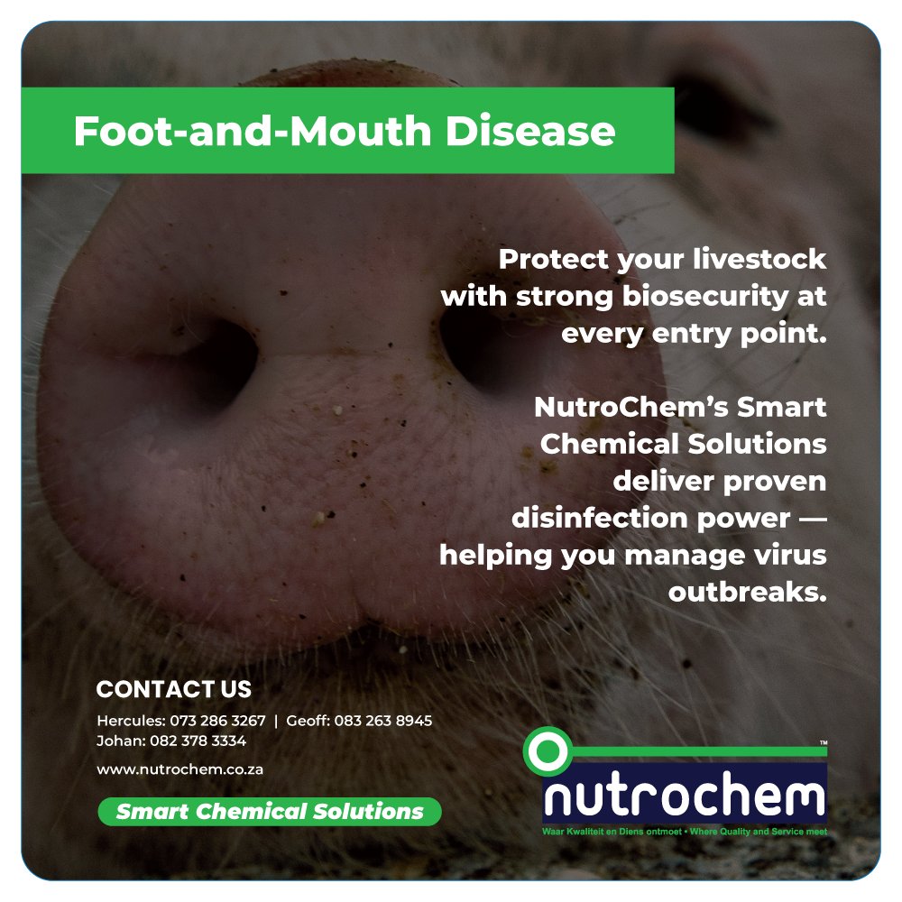 Foot-and-Mouth Disease demands zero gaps in biosecurity. 

Protection starts at every control point. 

nutrochem.co.za