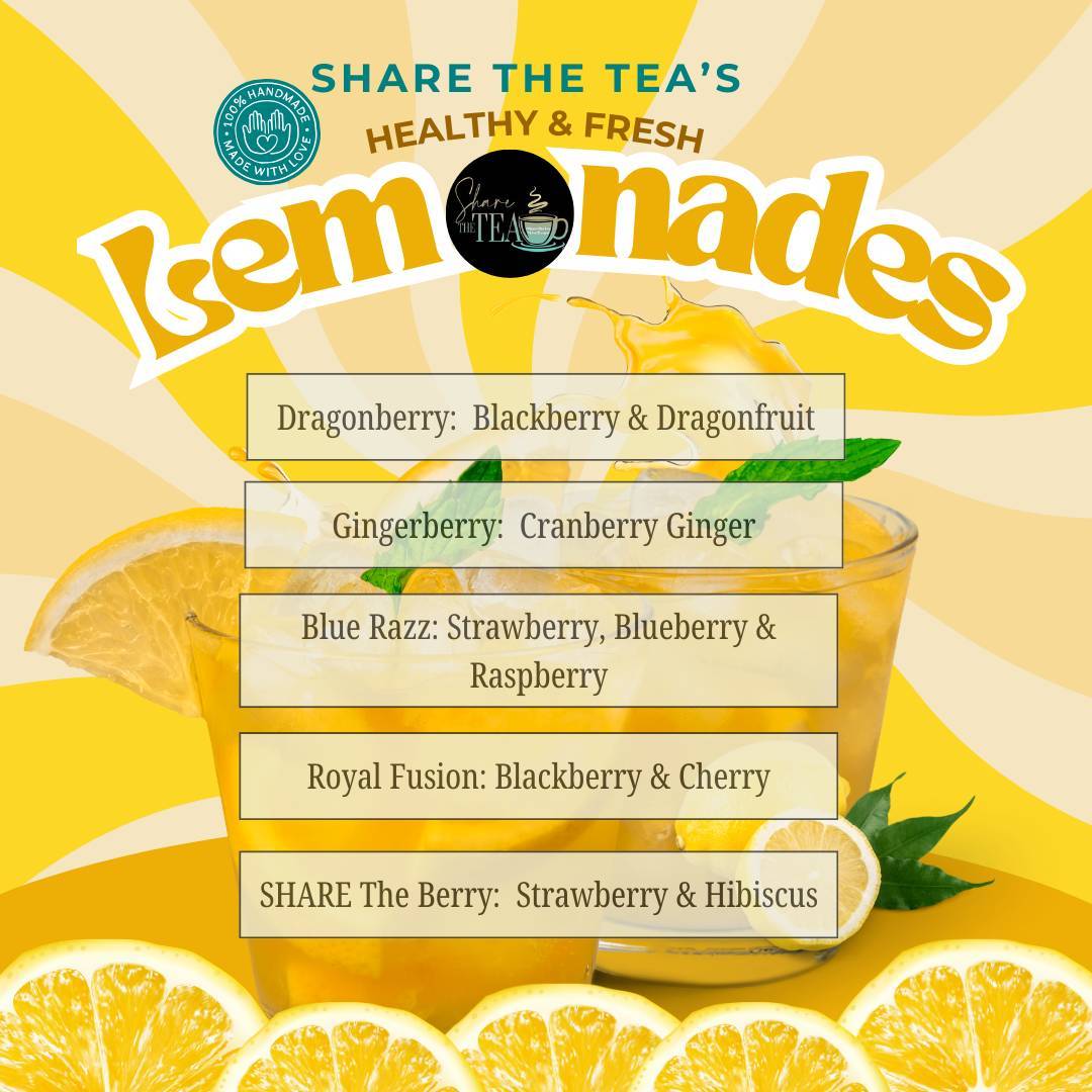 We've been keeping a secret.❤️ Our is our lemonade line made healthy and fresh. No high fructose corn syrup needed.💛

Spring is right around the corner. Ordering is available. 

#ShareTheTea #SnTEAEnterprise #Live2Learn #SmallBusiness #Lemonades