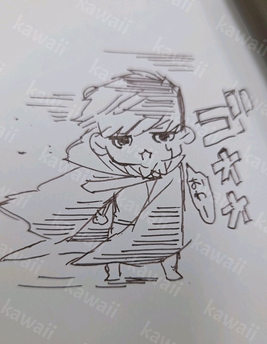 これは昨日描いた強風に耐えるマシュウソ 