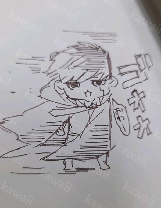 これは昨日描いた強風に耐えるマシュウソ 
