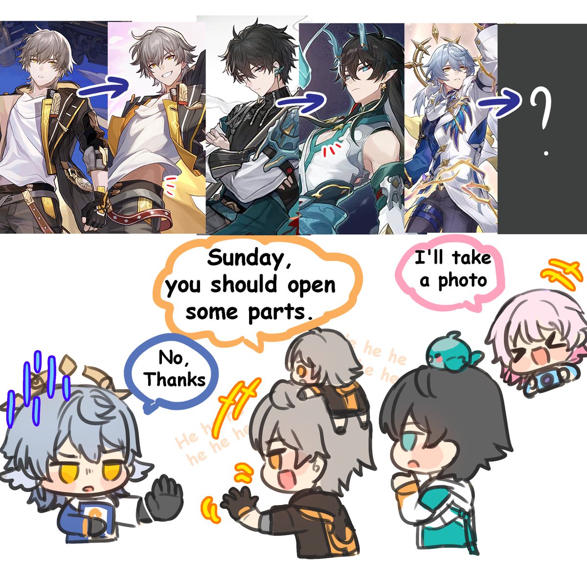 pun_rii's tweet image. Open ?! 😅
#hsrcreators #honkaistarrail #caelus #danheng #sunday #march7th #Planarcadia #Trailblazer