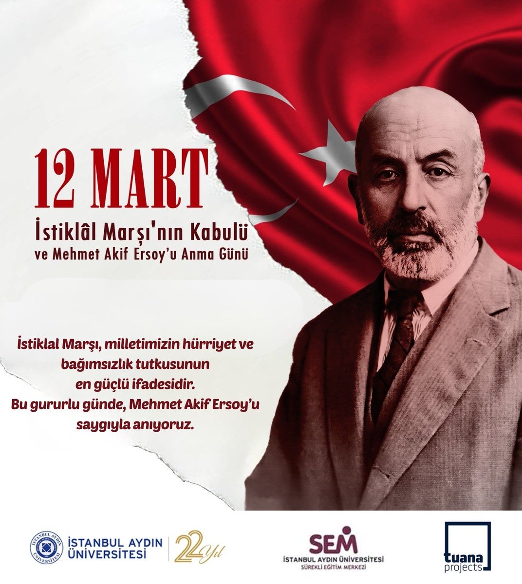 İstikal Marşı, milletimizin hürriyet ve bağımsızlık tutkusunun en güçlü ifadesidir. Bu gururlu günde Mehmet Akif Ersoy’u saygıyla anıyoruz.

#mehmetakifersoy