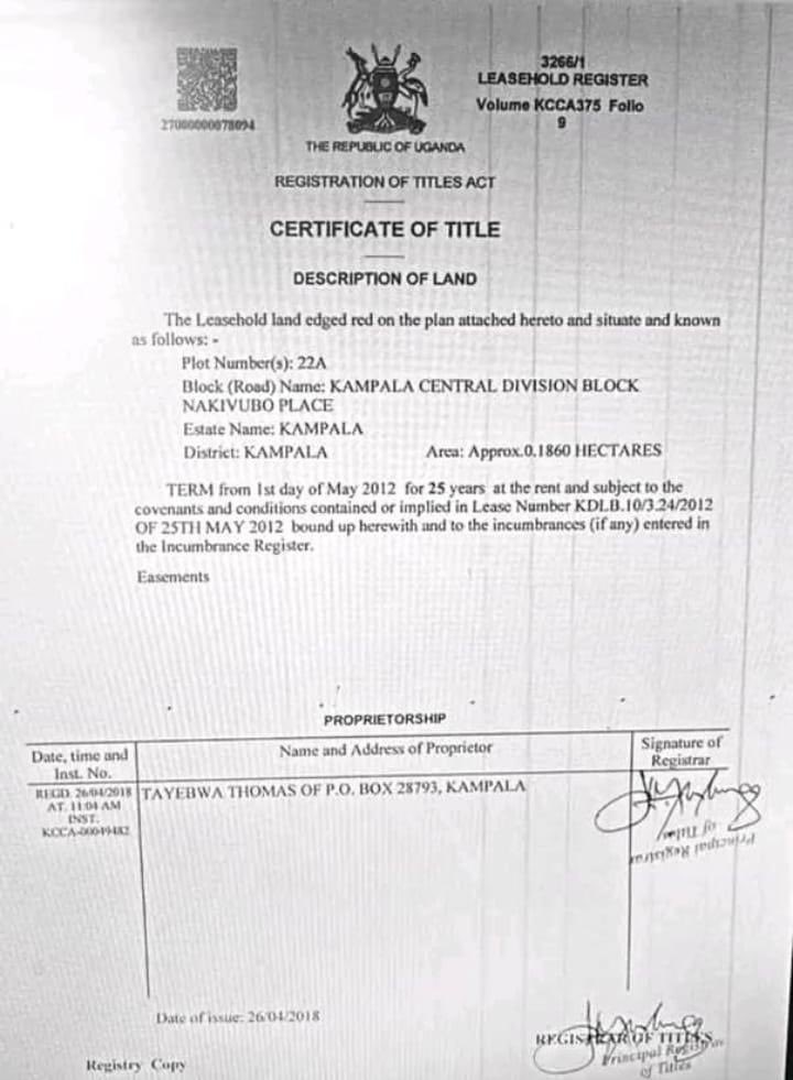 BOSTON NEWS UPDATES USA! BREAKING NEWS
A registry copy of an Encumbrance Register allegedly indicates that the leasehold interest over land hosting St. Balikudembe Market commonly known as Owino Market in Kampala was transferred to Thomas Tayebwa, Deputy Speaker of Parliament.
Th