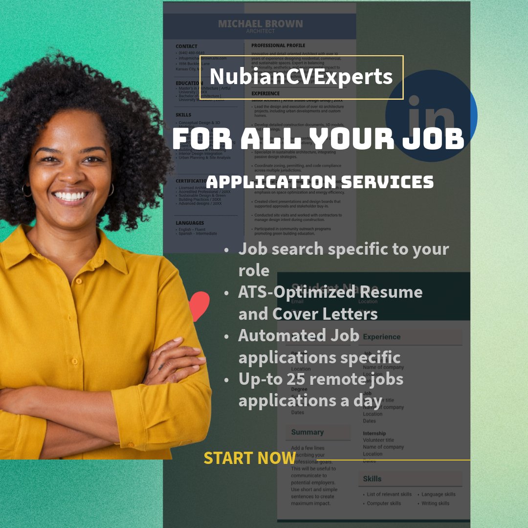 nyanjasimon52's tweet image. Land your dream job with ease!

Get expert help with tailored resumes, cover letters, and job searches. Maximize your opportunities with up to 25 remote job applications daily. 🚀 Start now and secure your future!

#CareerGoals #JobSearch #ResumeTips