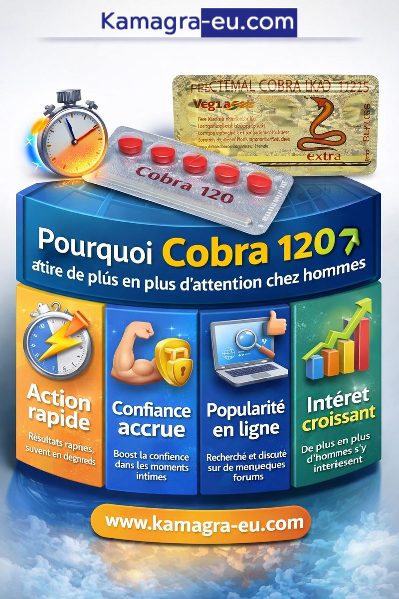 kamagra_eu_'s tweet photo. Cobra 120 attire de plus en plus l’attention des hommes en France pour sa réputation d’action rapide et son utilisation simple.💪
👉 En savoir plus ici: https://t.co/tDcIVgupMP

#KAMAGRAEU #Cobra120 #SantéHomme #Confiance #France #AcheterCobra120mgEnligne https://t.co/RbRdio6zfy