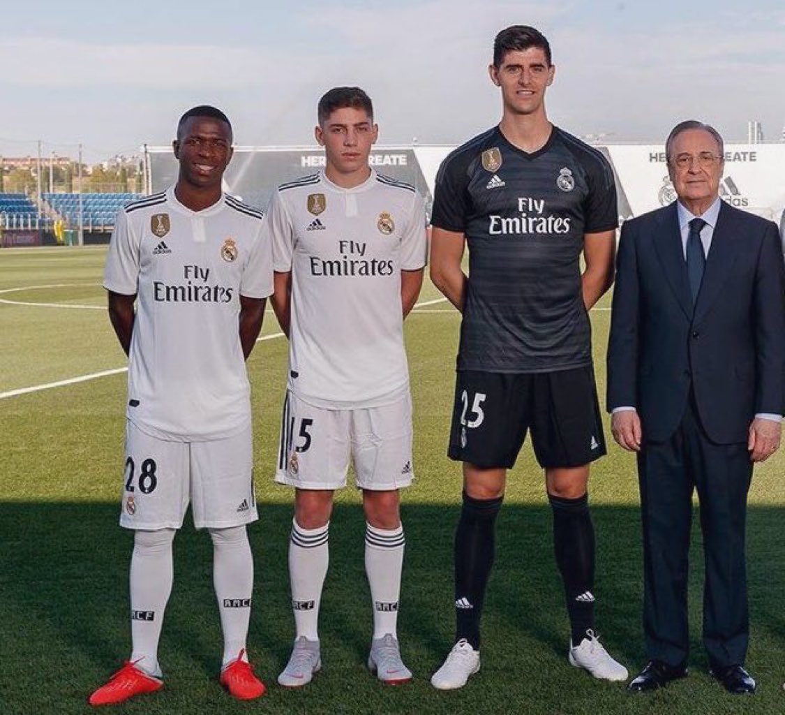 theMadridZone's tweet photo. Real Madrid’s summer 2018: 

• Signed Vini Jr. at 18 for €45M. 
• Promoted Fede Valverde from Castilla. 
• Signed Thibaut Courtois from Chelsea.
 
Generational. https://t.co/LLZ8Phq4fe