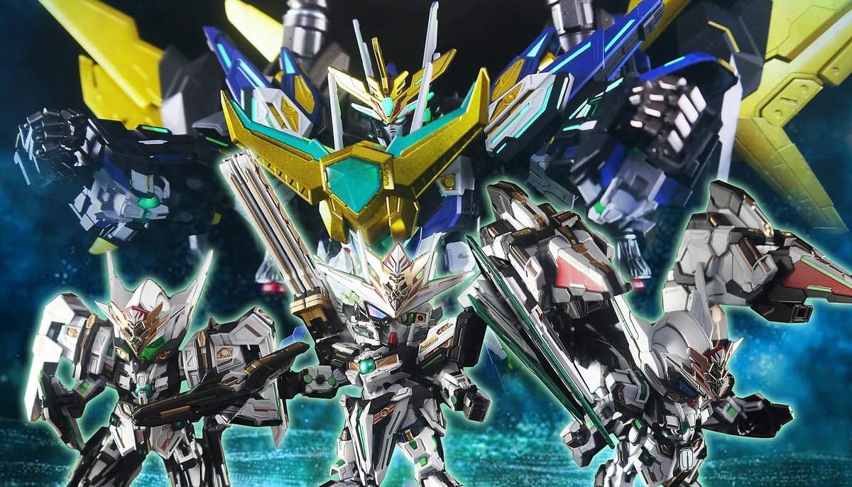 nsxtyper861's tweet photo. #SDガンダムの日

近年來最喜歡的Sd，白色的gf小隊由網友製作，合體版本是我製作的

構圖參考katoki老師的SRX插畫 https://t.co/OrZBVGuA6d