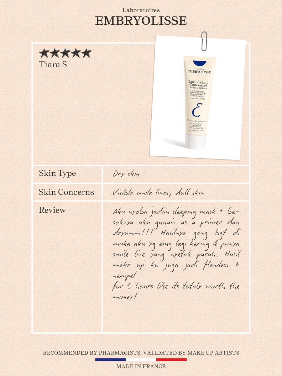 Embryolisse_idn's tweet photo. Proven on real skin.

Different skin types. Different concerns. Thoughtfully formulated solutions.

From deep hydration to gentle care and shine control—see what people are saying about Lait-Crème Concentré, Lait-Crème Sensitive, and Mattifying Moisturizer ✨

#EmbryolisseIndonesia #DermaSkincare #DermaMoisturizer #Moisturizer