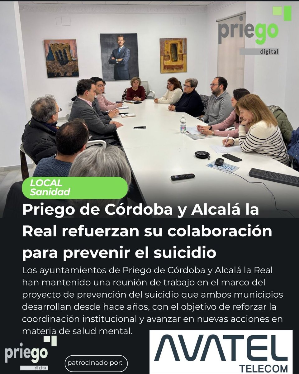 Priego de Córdoba y Alcalá la Real refuerzan su colaboración para prevenir el suicidio
👉priegodigital.es/noticia/15802-…

#prevencion #suicidio #sanidad #noticiasdepriego #priegodecordoba #noticiaslocales #priegodigital