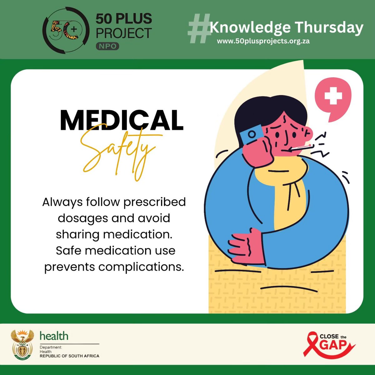 50plusprojects's tweet photo. Let’s always be cautious of these small things and we’ll definitely always be on the safe side
Happy #KnowledgeThursday Mzansi!
#CloseTheGap #AgingWithDignity #50PlusStrong https://t.co/jKutbeB1mR