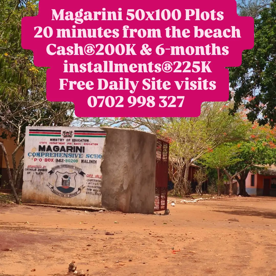 simonnestrock's tweet image. Magarini 50x100 Plots on sale. Just 20 minutes from the famous Mambrui sand dunes and Sandy Malindi beaches. Class and affordability in one picture, going at 200K and have Lipa mdogomdogo option of up to 6-months installments at 225K. Book a free Site visit to this gem.
#plots