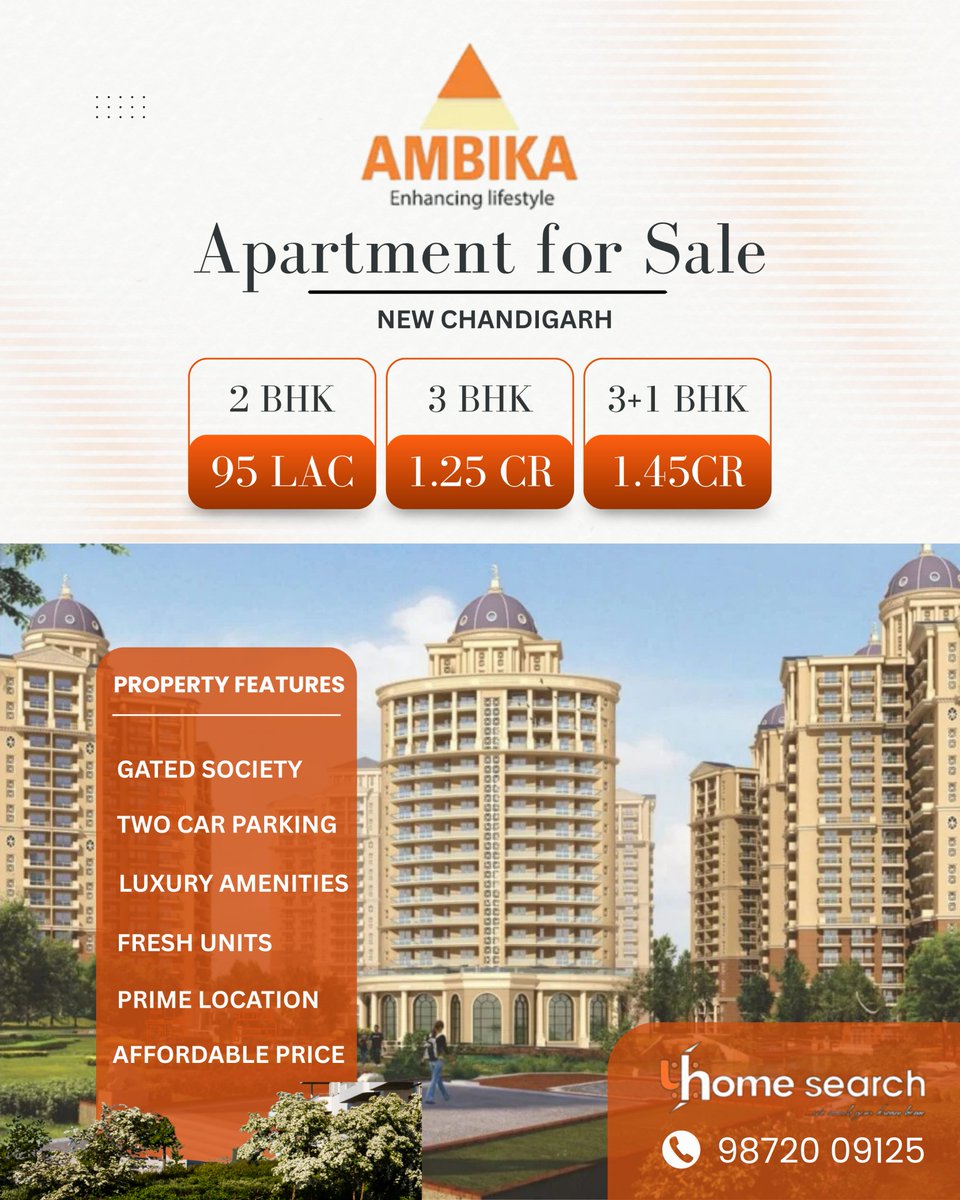 homesearchindia's tweet photo. Luxury Apartments for Sale – Ambika Florence Park

Discover premium living at Ambika Florence Park, offering beautifully designed 2BHK, 3BHK &amp; 3+1BHK apartments in the prime location of New Chandigarh.

Contact Us:
98720 09125
85913 82482 https://t.co/M7ekADiqRF