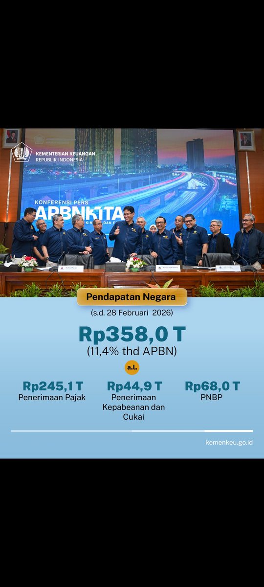 dityaekasapta's tweet photo. Menkeu Purbaya pada konferensi pers #APBNKiTa 11 Maret 2026 menyampaikan Pemerintah akan terus memantau perkembangan situasi global terkini dan memastikan stabilitas ekonomi serta daya beli masyarakat tetap terjaga, khususnya di dalam rangka menghadapi bulan Ramadan dan Idulfitri https://t.co/iDzD41NGnM