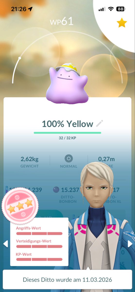 Madmar1976's tweet image. Daily haul 🥳🥳
Crazzzyyyy🔥🔥🔥
Shiny Ditto Lvl.1❤️❤️❤️❤️
3 Hundo 💯💯💯
#Ditto #Shiny #Hundo #PokemonGo