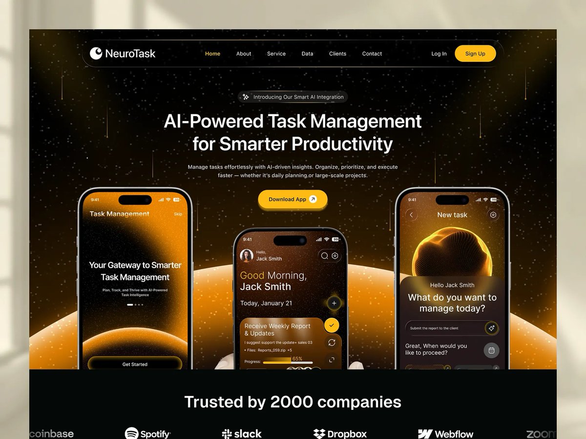 AI Task Management Website UI Design
Let’s connect and collaborate 👇
📲 Telegram: t.me/mamun9940
📧 Email: mamunahamed9940@gmail.com
💬 WhatsApp: wa.me/8801776701998