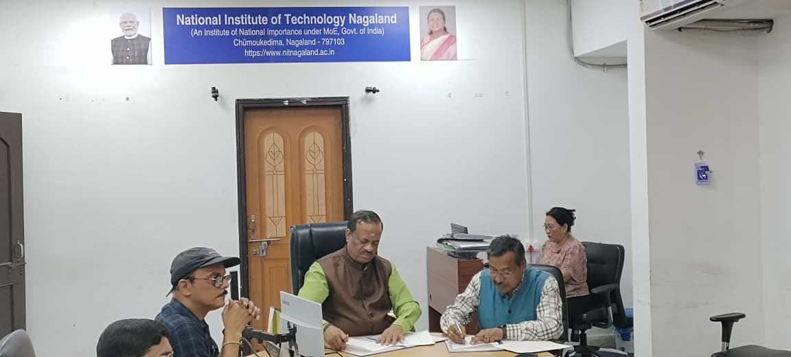 NagalandNit's tweet photo. 📢 MoU Signed!
 NIT Nagaland signed an MoU with Cotton University, Assam on 11 Mar 2026 to strengthen collaboration in teaching, research, and shared facilities.
The partnership also explores joint academic courses aligned with NEP 2020.

#NITNagaland #CottonUniversity #NEP2020 https://t.co/qa9Z9uDNvj