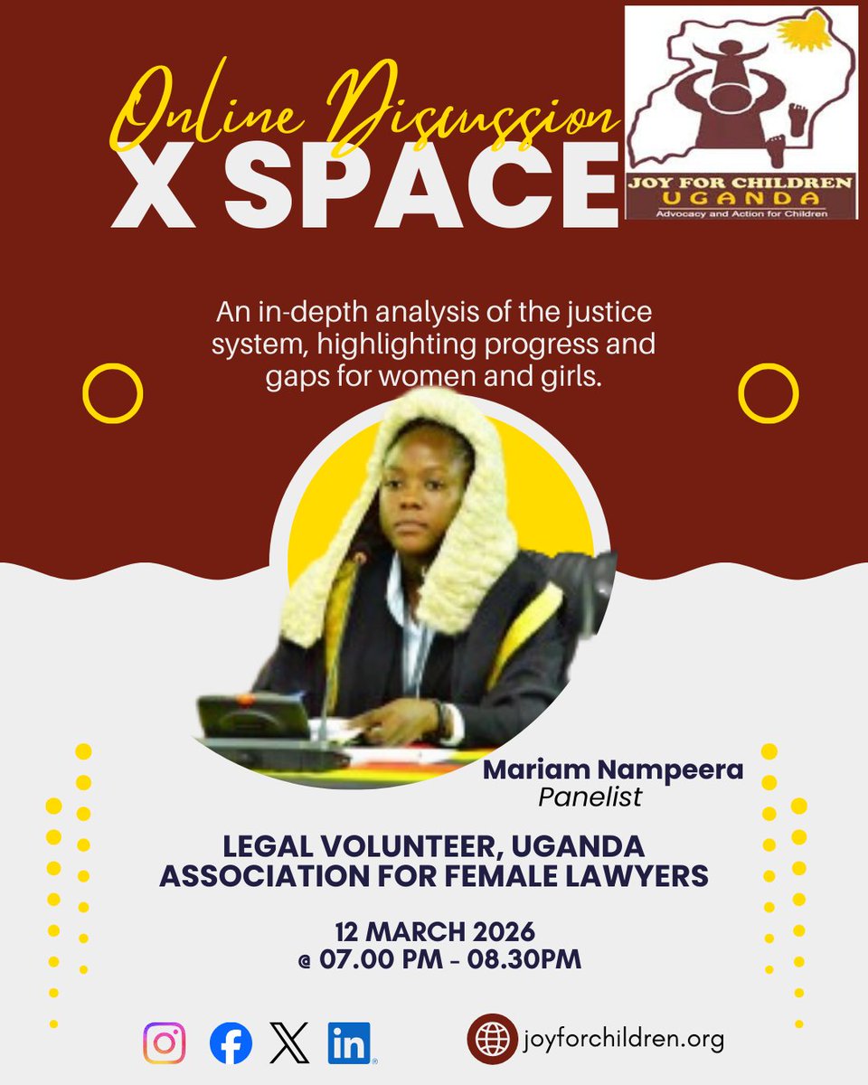 JOYFORCHILDREN's tweet image. _Correction. 
The time for the X Space is 7:00pm - 8:30pm, happening today 12th March. 

A conversation worth having, a conversation worth participating in. 
#Rights #Justice #Advocacy #Equality