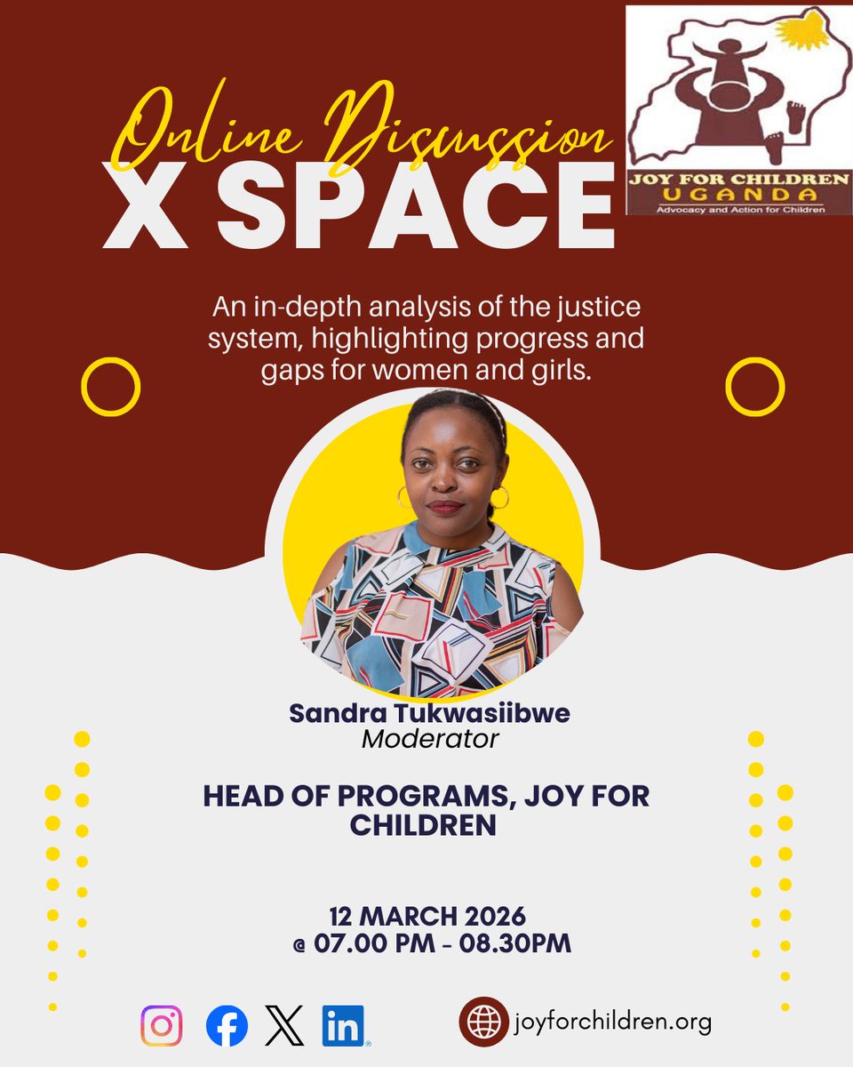JOYFORCHILDREN's tweet image. _Correction. 
The time for the X Space is 7:00pm - 8:30pm, happening today 12th March. 

A conversation worth having, a conversation worth participating in. 
#Rights #Justice #Advocacy #Equality