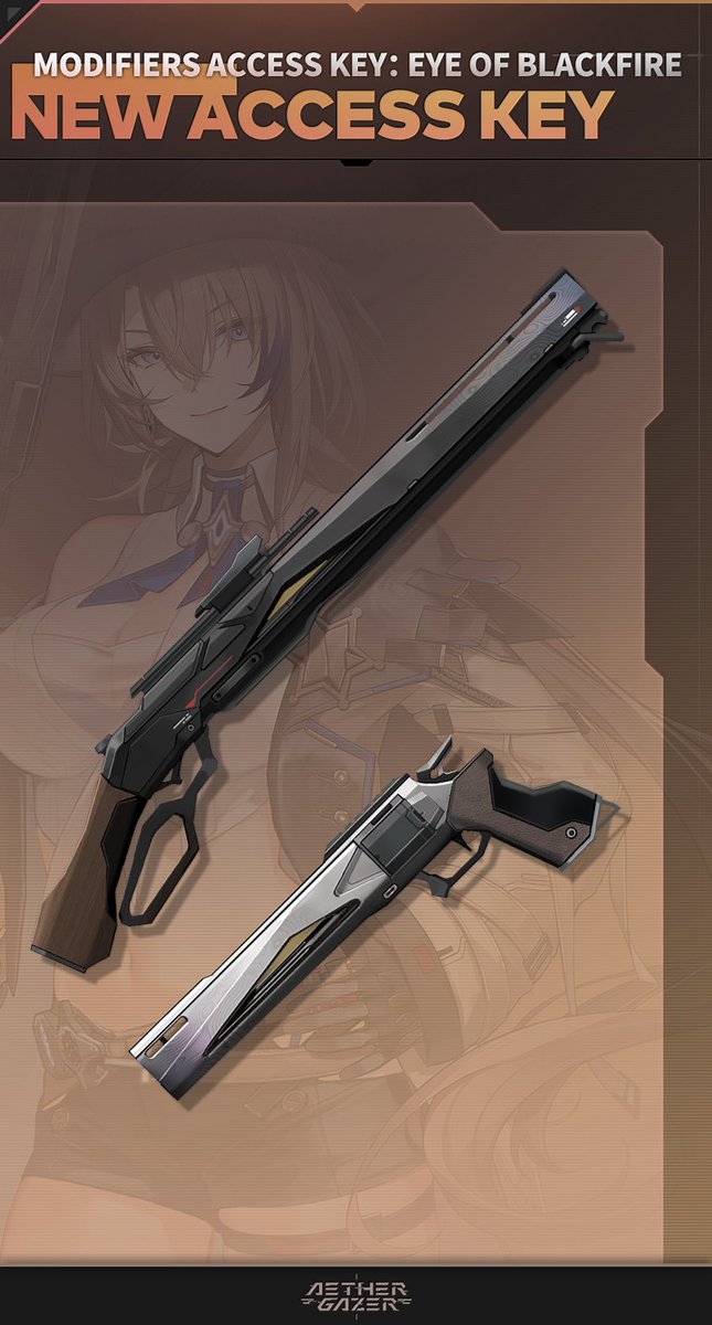 Intel Unlocked|New Modifier Coming Soon!

Gunspark - EK CHUAH（CV：Jayme Mantos）
Gen-zone：Asterism
Element:：Fire
Access ：Key:Eye of Blackfire

「Lock and loaded—time to light 'em up!」
#AetherGazer