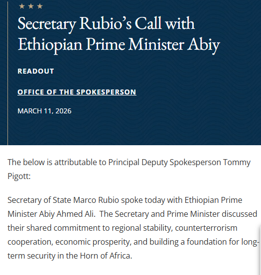 GHabtom's tweet photo. Isaias Afwerki, the Eritrean dictator, Iran's close ally, has completely isolated the stable and peaceful Eritrea, while meddling in Ethiopia to dismantle its popular federal arrangement against the will of its people and backing the U.S.-designated terrorist Muslim Brotherhood in Sudan, which is committing genocide against non-Arab Sudanese. Washington once engaged the late Meles Zenawi for lack of a partner in Eritrea; today it works with Abiy Ahmed for the very same reason. @SecRubio @StateDeputySpox