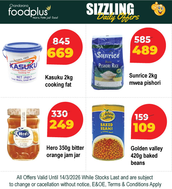 ChandaranaSuper's tweet photo. Thursday called; it wants you to have a better day. ๐โจ Swing by Chandarana Foodplus for deals so good, your cart will thank you! ๐๐จ High vibes, low prices. Letโs go! #ChandaranaFoodplus #ThursdayTreats #BargainHunt #mbibchandarana310126 https://t.co/zn97PrDl1z
